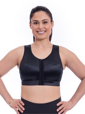 ENELL High Impact Sports Bra Black Front Closure Wire Free Size 2